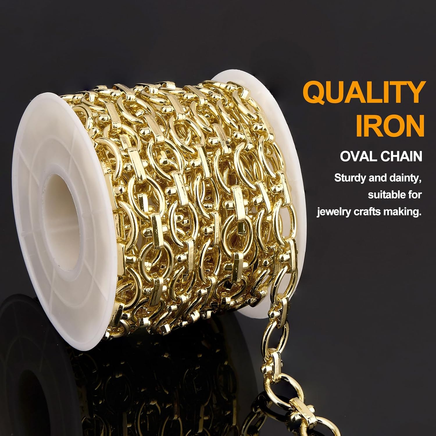 KYUNHOO 13 Feet Oval Circle Links Jewelry Chain for Making Jewelry Charm Bracelet Making Kit Light Gold Plated Iron Chains for Crafts DIY - Image 3
