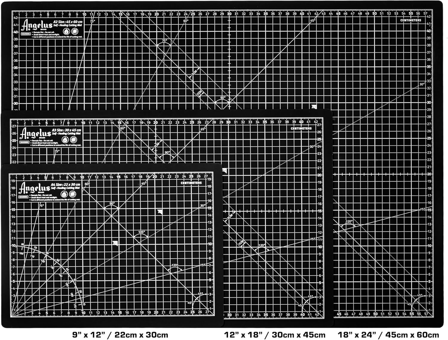 Angelus Self-Healing Cutting Mat, Double Sided, Non-Slip, Durable, Scratch-Resistant Rotary Cutting Board for Leather, Craft, Fabric, Quilting, Sewing, Scrapbooking Projects (12" x 18")