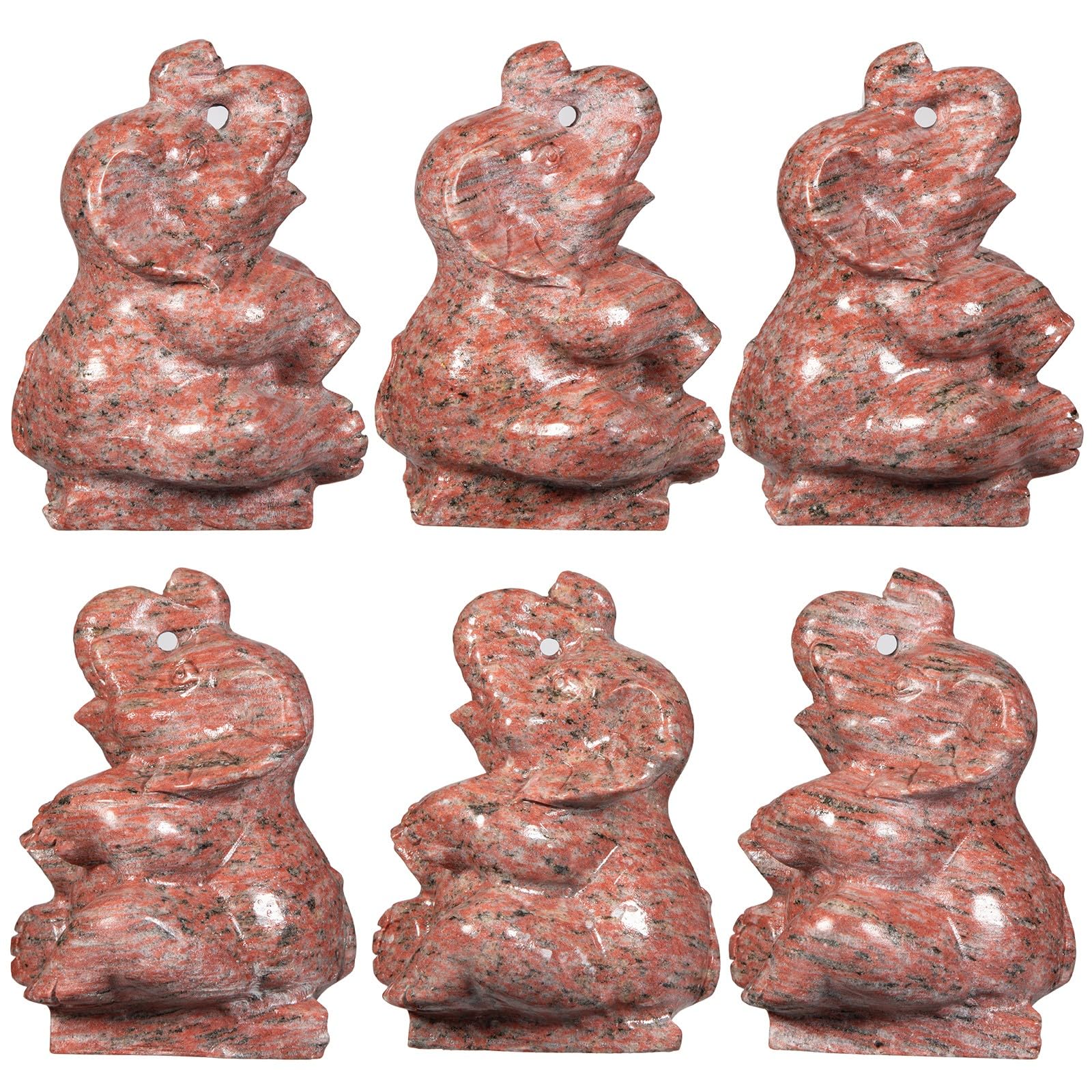 mookaitedecor Hand Carved Natural Sesame Red Stone Elephant Statue Figurine Good Luck Ornament for Home Art Elephant Gift Trunk Up Oriental Animal Ornament Red Living Room Decor Collectible Figurine - Image 4