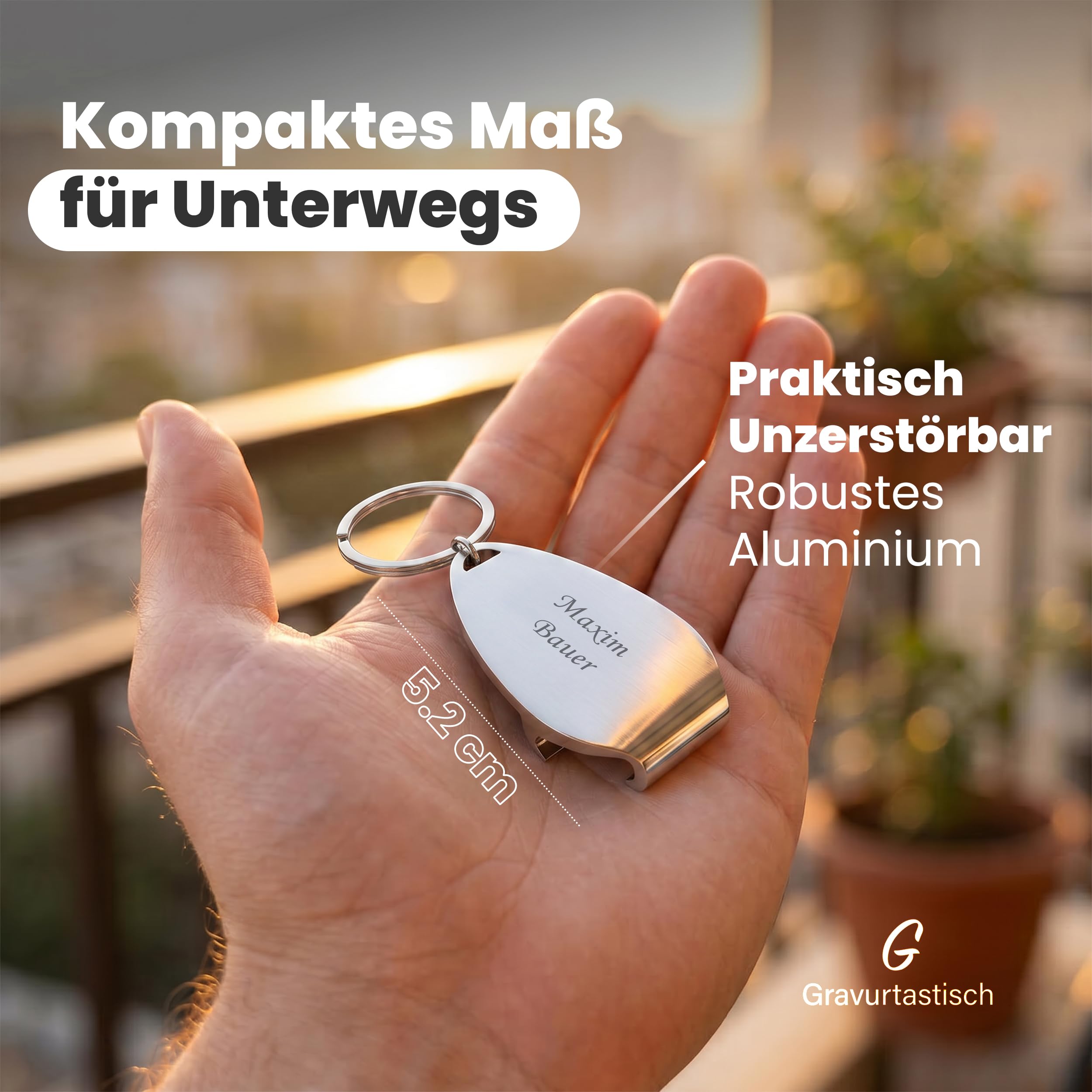 Gravurtastisch Flaschenöffner personalisiert mit Gravur - Bieröffner mit Wunschtext - Geschenk für Papa und Männer - Vatertag Hochzeit Gastgeschenk - Edelstahl (250)