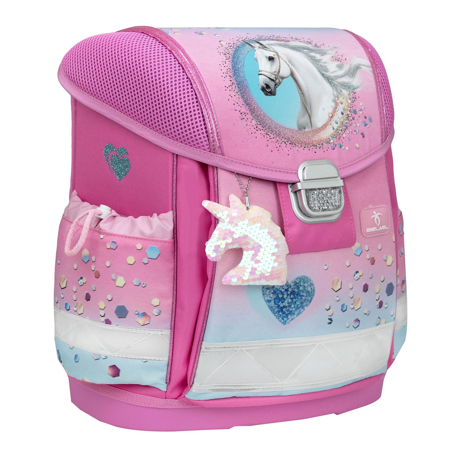 Belmil Classy tornister szkolny zestaw 5-częściowy z ponczo przeciwdeszczowym (403-13/AG/S/RP) (Dream Hooves Pinky)