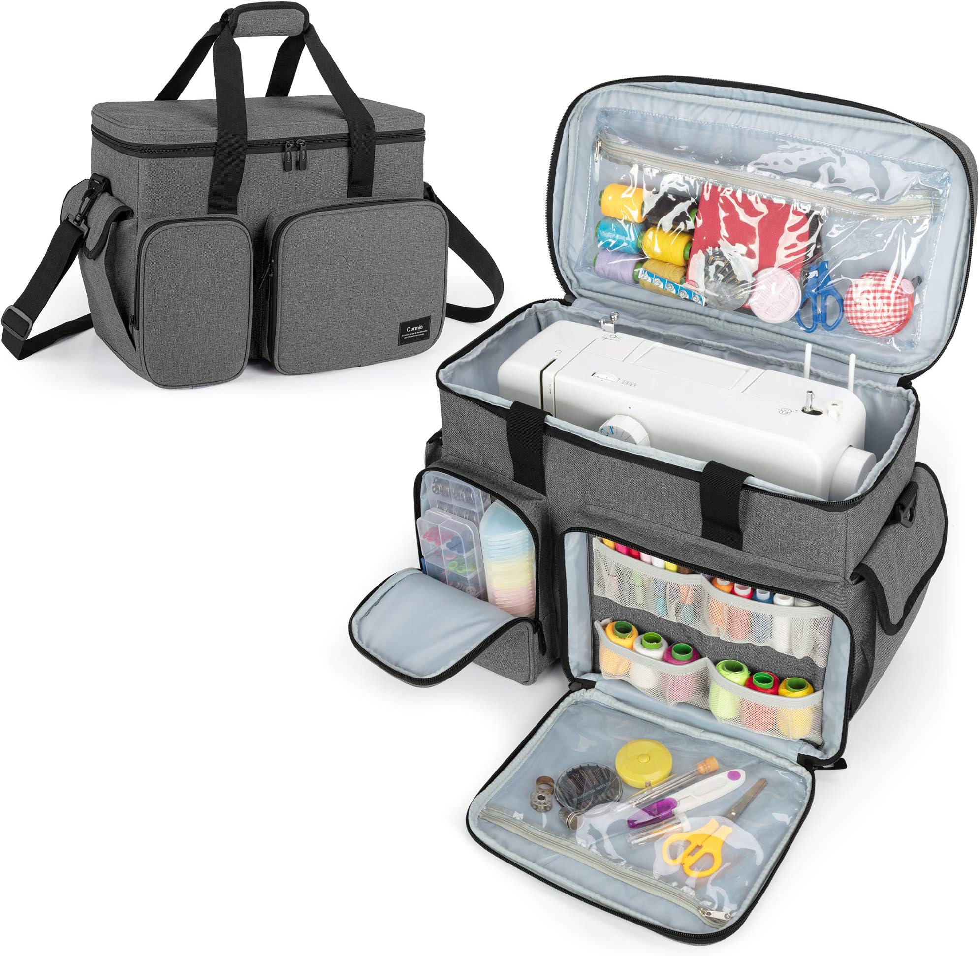 Amazon.co.jp Yarwo ミシン用収納バッグ 滑り止め底部付き グレー ホビー