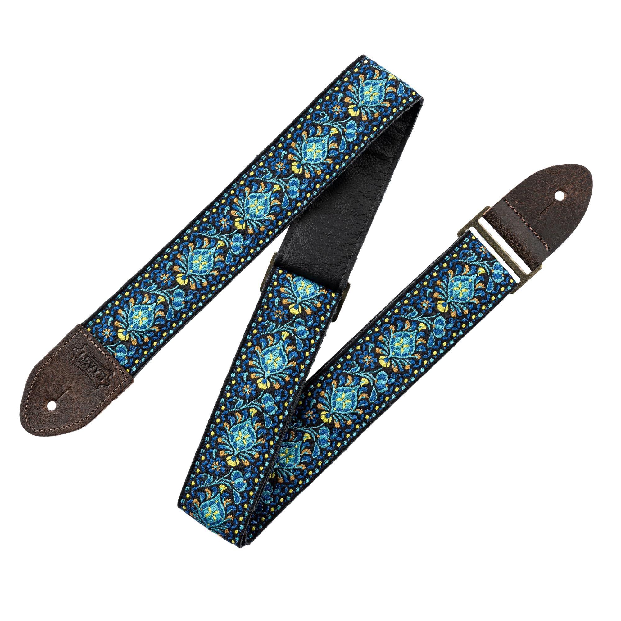 Levy's Leathers Vintage Hootenanny Series Gitarrengurt | Jacquardgewebe | Breite 5 cm | Farbe Blau | (M8HTV-04)