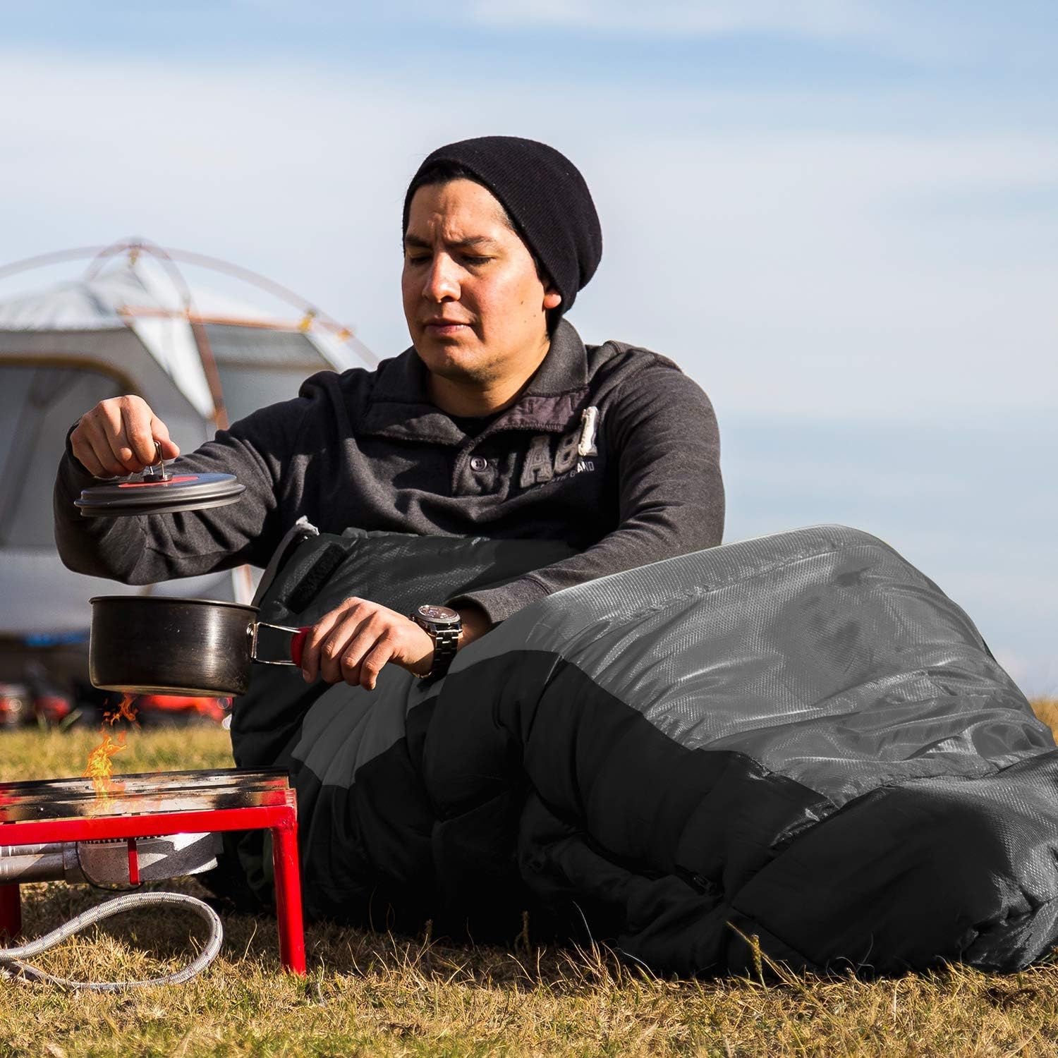 HiHiker Mummy Bag + Travel Pillow w/Compact Compression Sack – 4 Season Sleeping Bag for Adults & Kids – Lightweight Warm and Washable, for Hiking Traveling & Outdoor Activities (Gray) : Sports & Outdoors