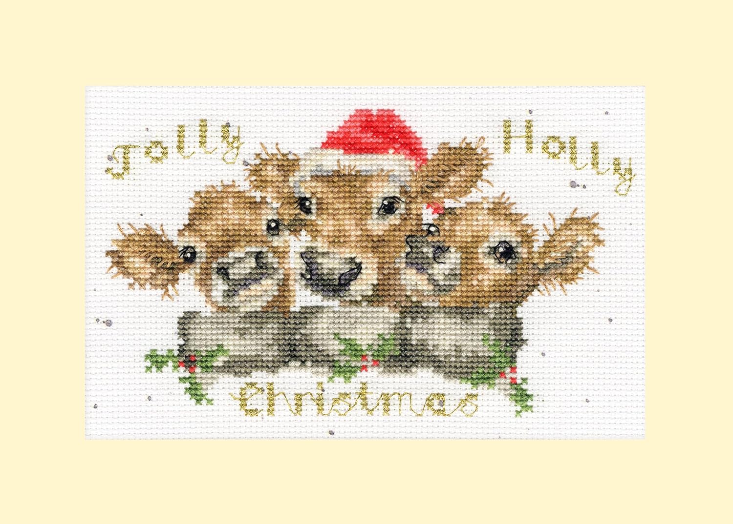 Bothy Threads Counted Cross Stitch Christmas Card Kit - Jolly Holly