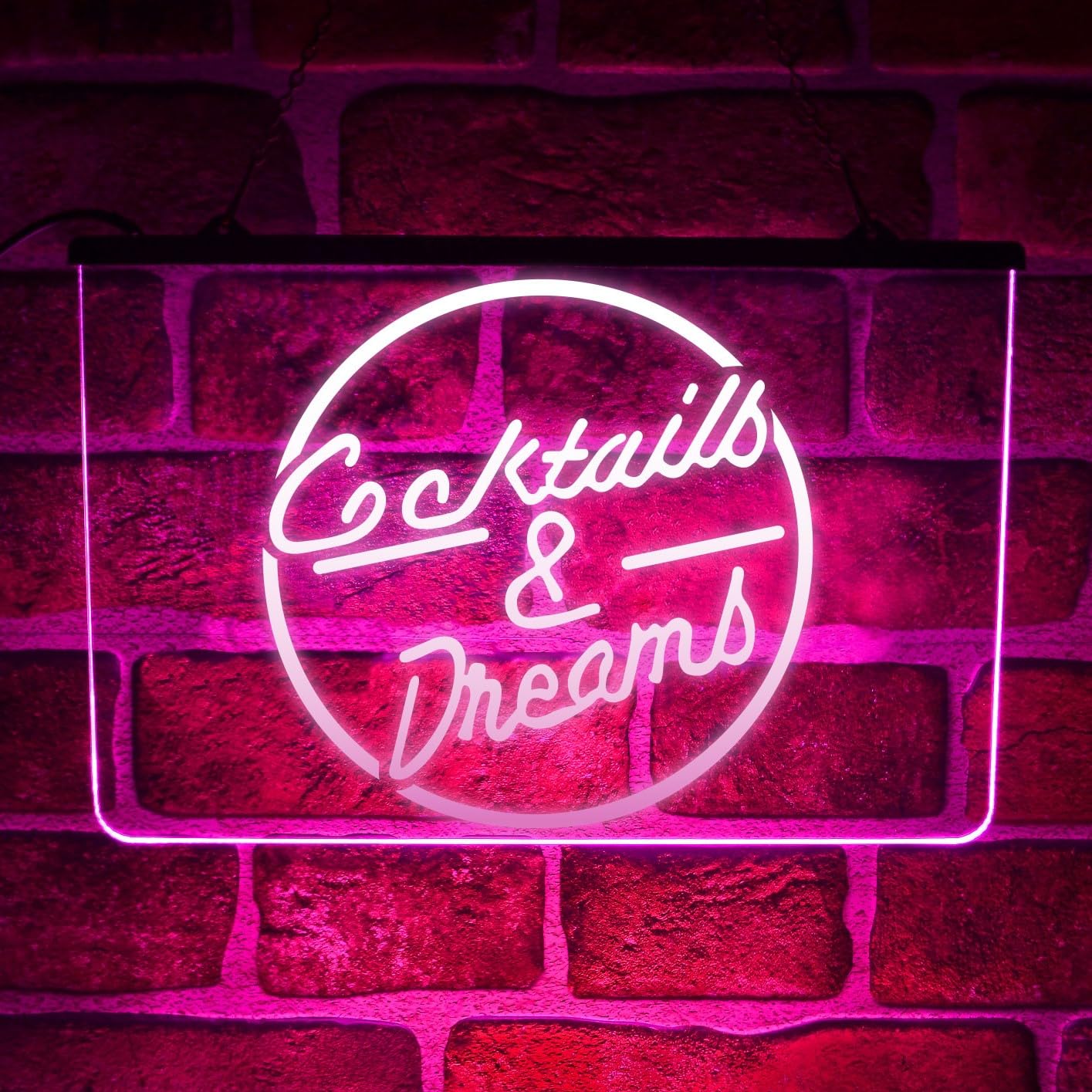 Cocktails & Dreams LED Neon Light Up Sign | USB Hanging Display For Home Bar or Pub