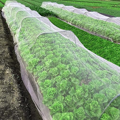 Miniatura 5 de Malla de malla de jardín de 10 x 50 pies con 30 clips, protección de cubiertas de plantas, red ultra fina para plantas vegetales, flores, cultivos