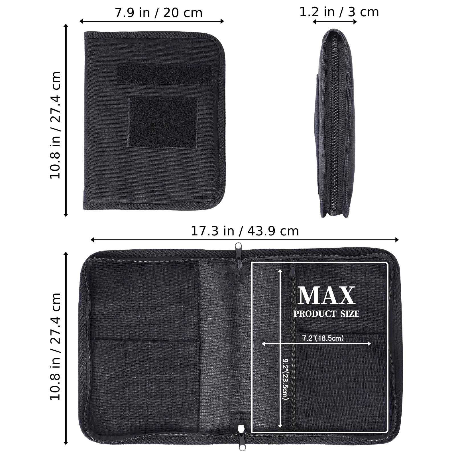 VEPKOIT Soporte para cuaderno A5 y funda para cuaderno de viajeros con bolsa, funda de cuero para libro para policía y ejército, funda OCP de 7 x 9 pulgadas con cremallera, color negro