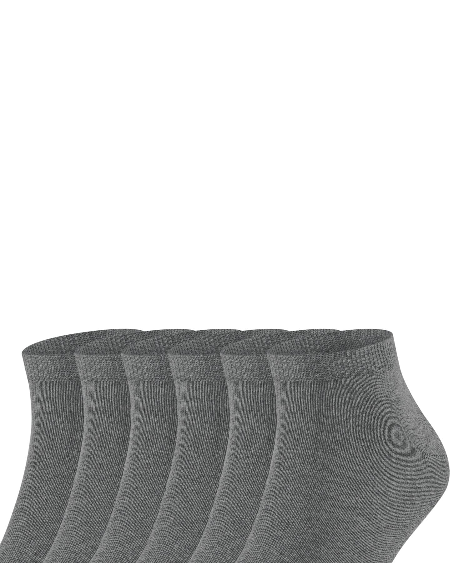 FALKE Mężczyźni Skarpety do trampek Happy Multipack M Sn bawełna krótkie jednokolorowe 6 Pak, Szary Light Grey Melange 3390, 43-46