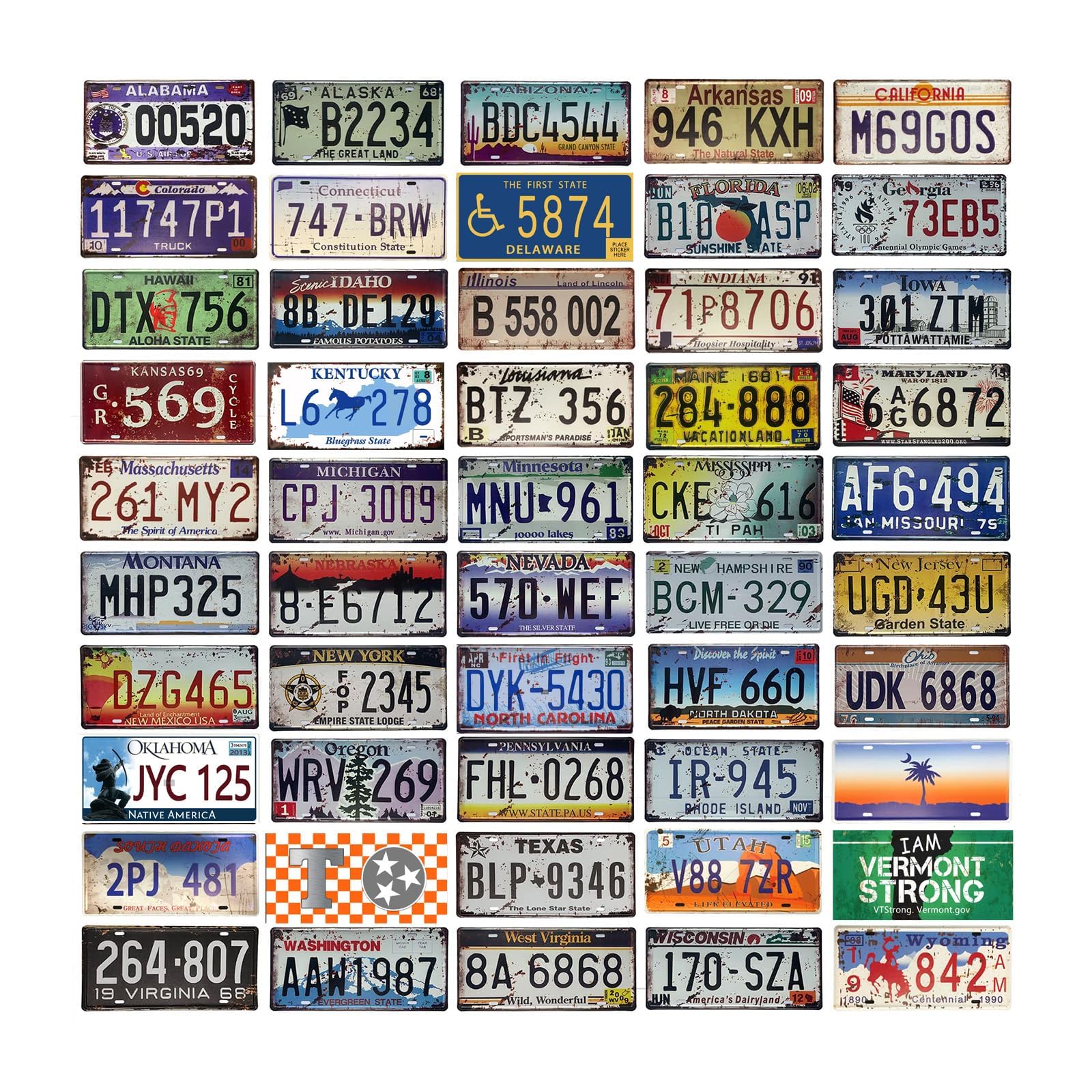 US Vintage Style License Plates Replica, 12x6 in 50pcs American Retro