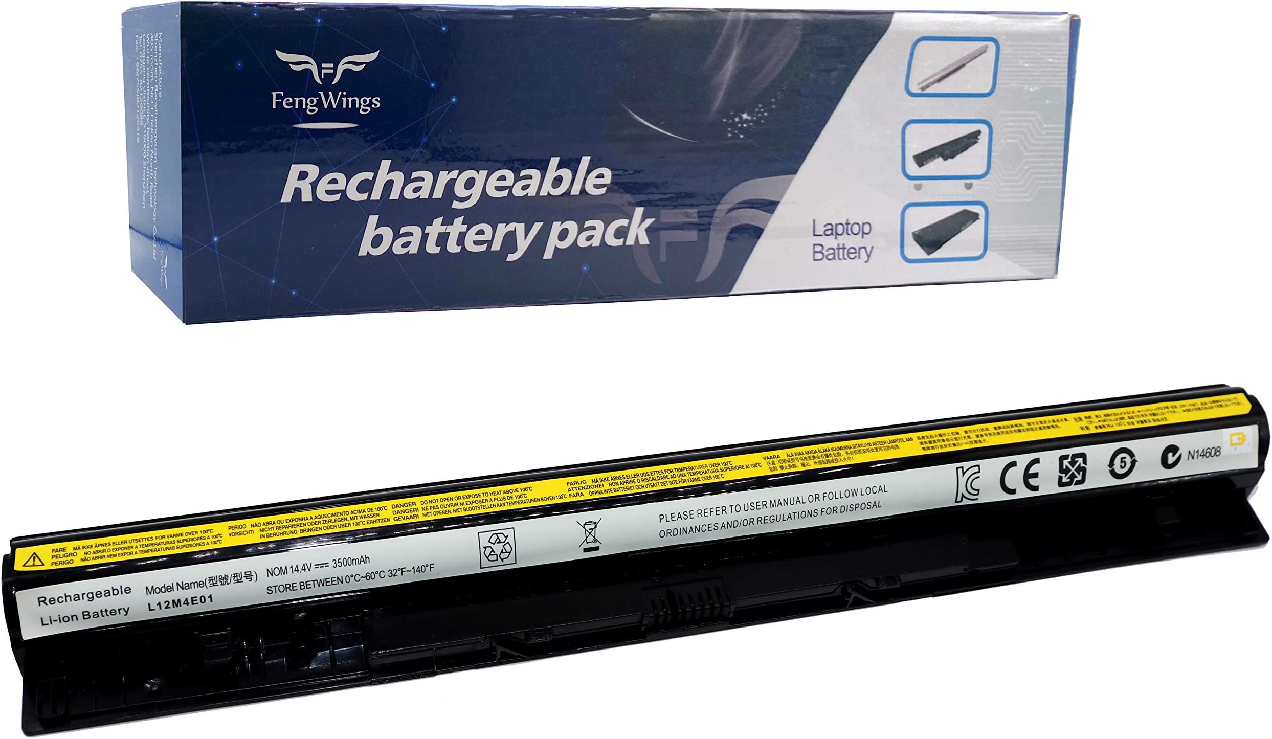 FengWings® 14.4V 3500mAh L12M4E01 L12L4A02 L12L4E01 L12M4A02 L12S4A02 Laptop Battery Compatible with Lenovo G400s G410s G500s G510s G40 G50 Z40-70 Z50 Z710 G500s Z50 Z70 G50-70 G50-80 B70-80 S510P
