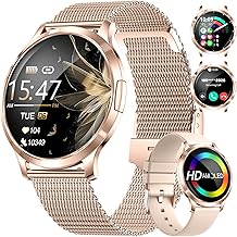 LIGE Smartwatch Damen mit Telefonfunktion-2 Armbands, 1.32" Amoled Fitnessuhr mit Herzfrequenz Schlafmonitor/Menstruationszyklus, 110+Sportmodi & IP68 Wasserdicht für Android iOS,Roségold