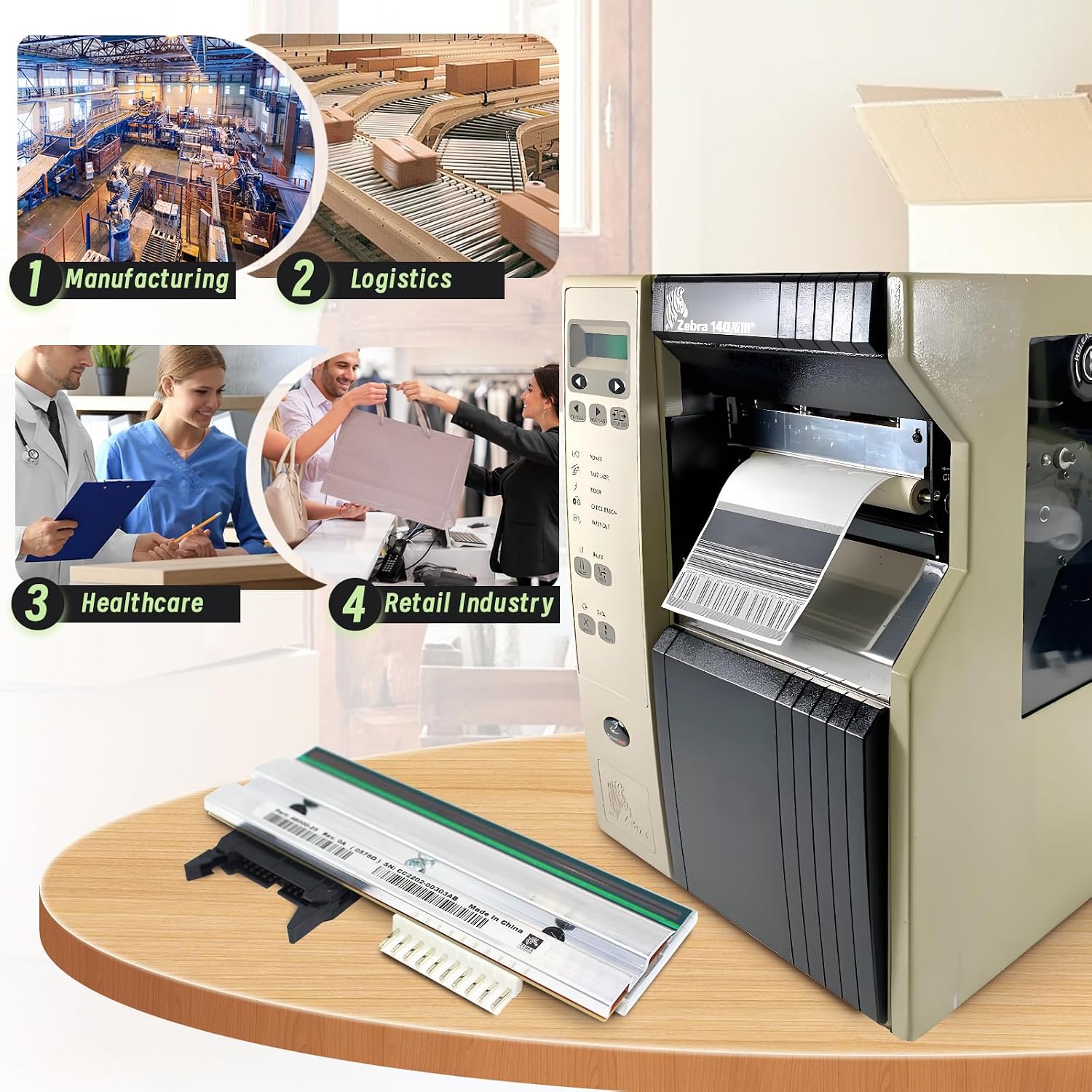 G48000M New Printhead for Zebra 140Xi3 140XiIIIPlus 140 Xi3 Thermal Barcode Printer 203dpi Genuine