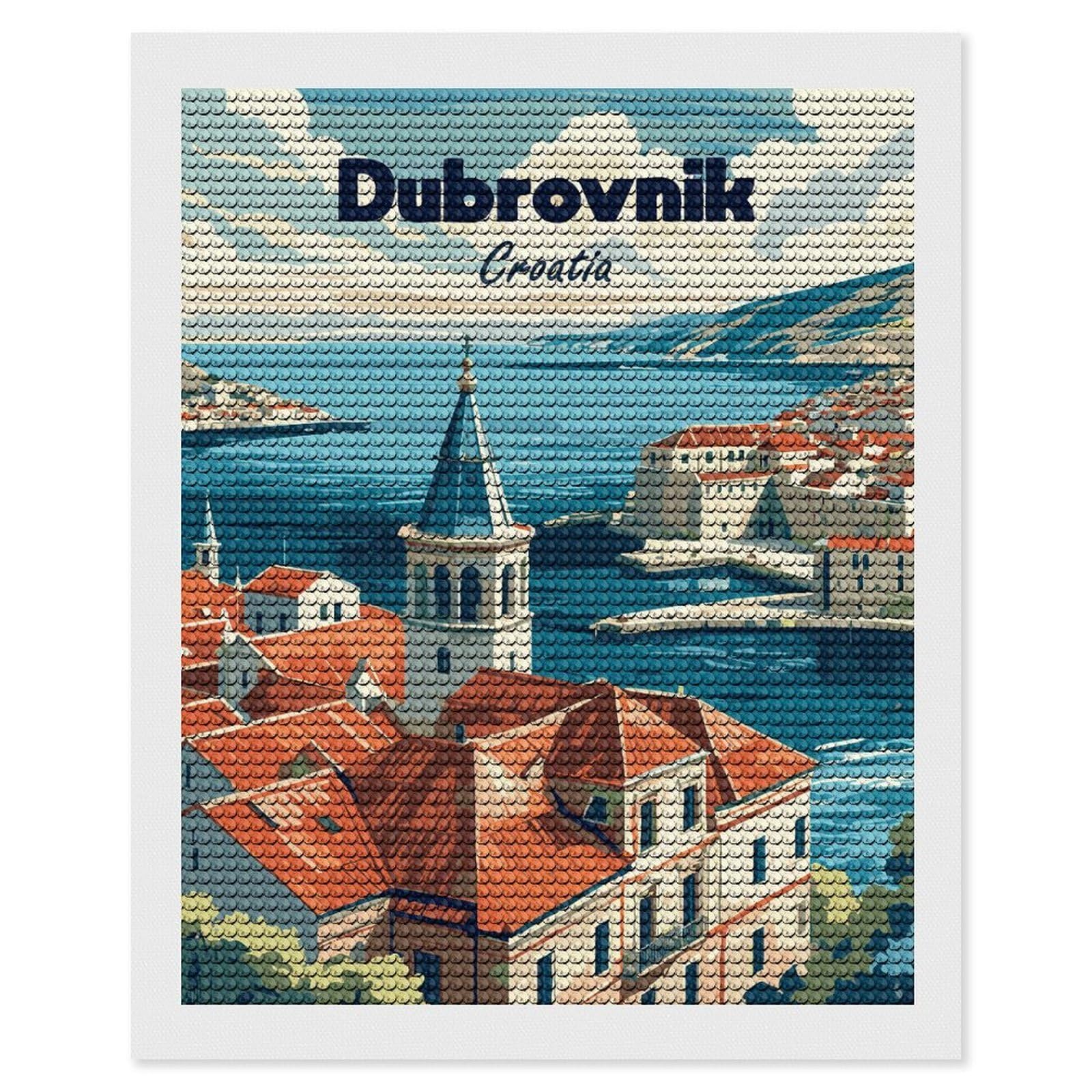 Junmoney Dubrovnik Croatia Travel (4) Diamond Painting Kit 16"x20", Festive Craft Gift, Bedroom Decor, Full Kit Included, Creative Gift Idea