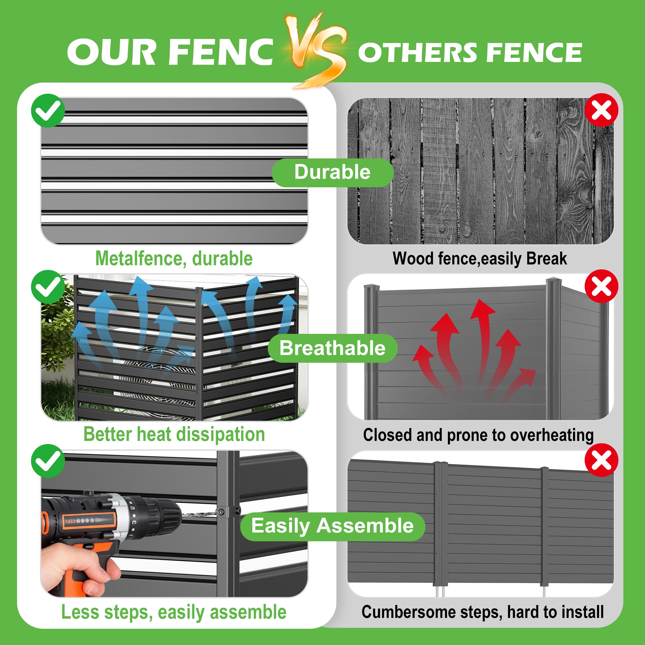 Air Conditioner Fence - No Dig Privacy Screen -4