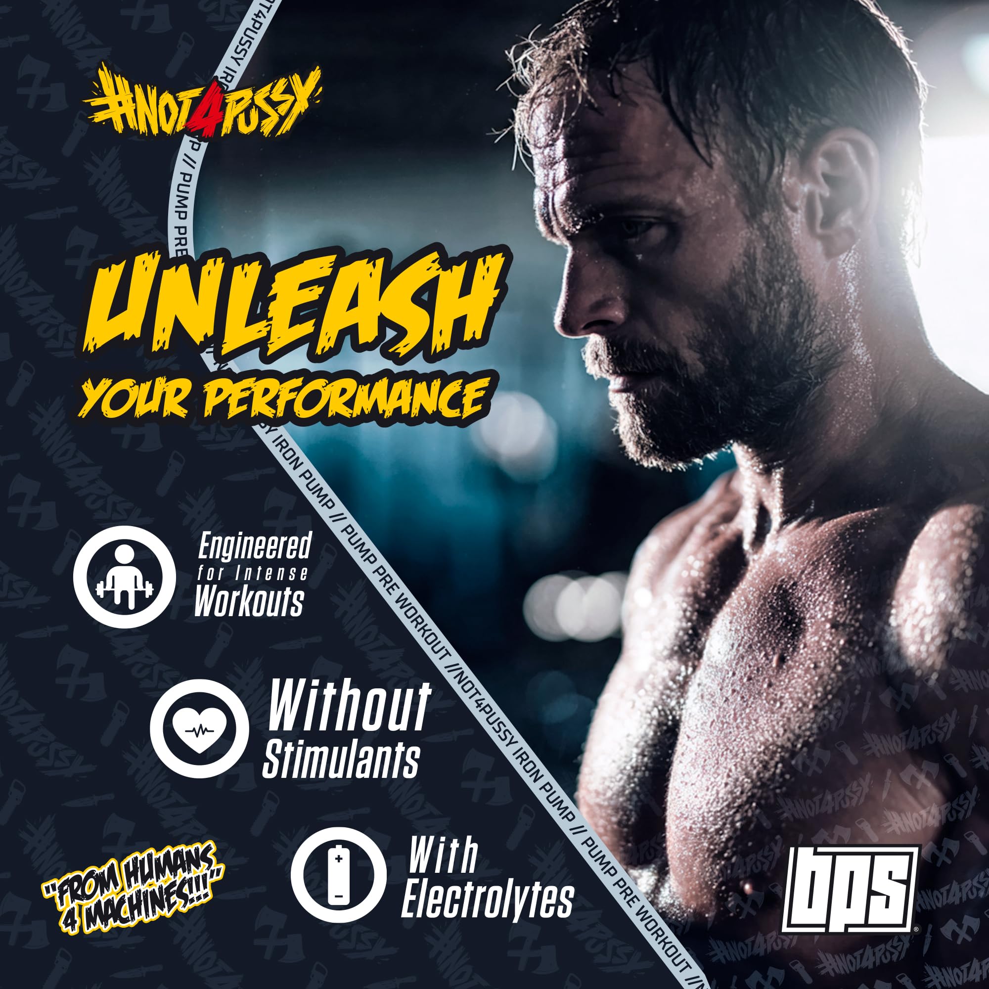 BPS PHARMA IRON PUMP – Pre Workout Pump Booster ohne Koffein – Für Training, Fokus & Muskelpump – Mit Citrullin & Arginin – Pfirsich Eistee Geschmack – 400 g