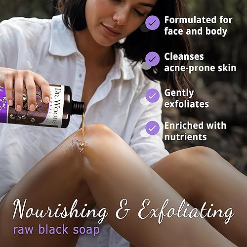 Miniatura 2 de Dr. Woods Jabón negro líquido africano crudo, gel de baño para hombres y mujeres, contiene manteca de karité orgánica, exfoliante suave, limpiador