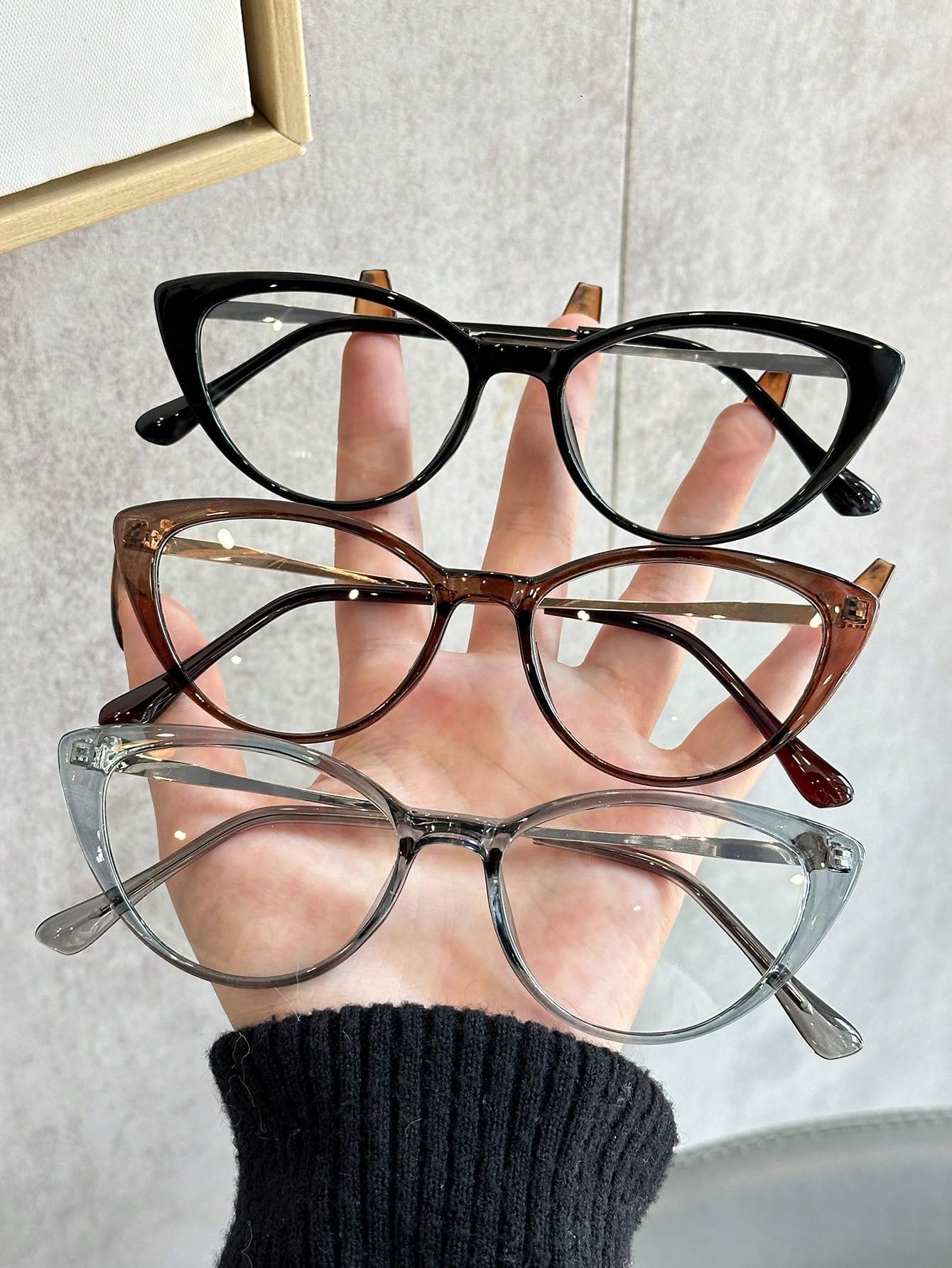 1/2/3 gafas transparentes de plástico con diseño de ojo de gato, marco completo, moderno, simple, para mujer, para la vida cotidiana, regalo de vacaciones adecuado — view 6