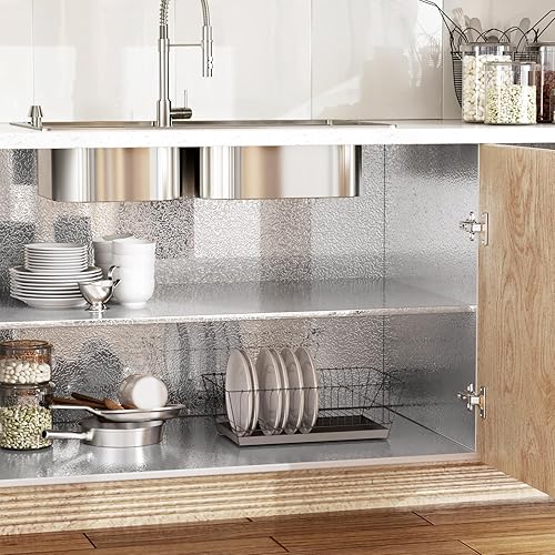 Miniatura 2 de WESTICK Papel tapiz de acero inoxidable para cocina, calcomanías de pared a prueba de aceite, papel adhesivo impermeable para encimeras, adhesivo de