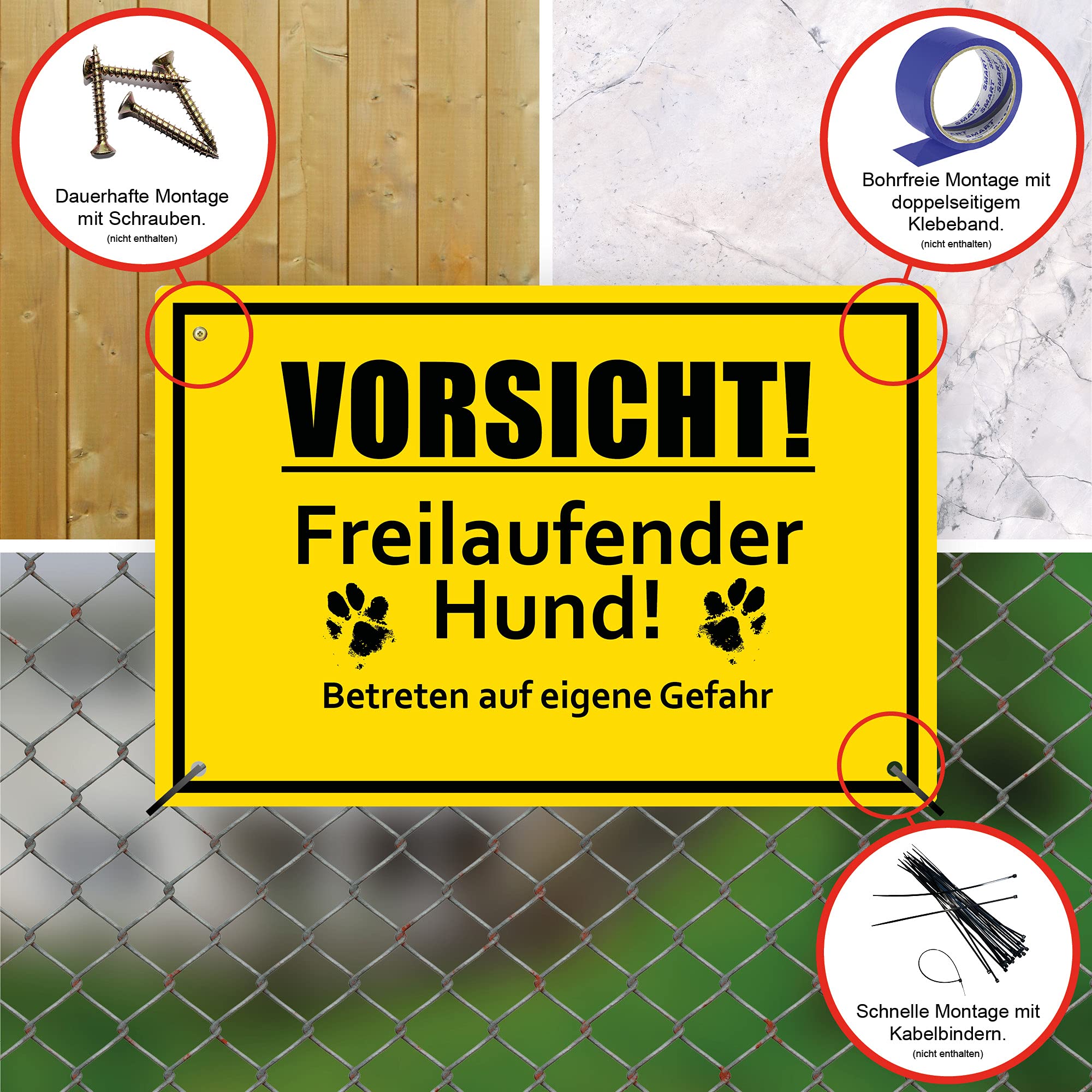 STROBO XXL Vorsicht Dog Sign 30 x 40 cm Made of Sturdy PVC Hard Foam Board 5 mm Warning before the Dog Sign with UV Protection Pack of 2 - Image 4