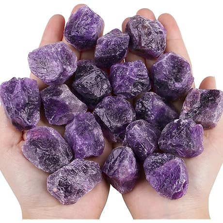 QINJIEJIE Amethyst Crystals Raw Natural Healing Crystal Stones Large Amethyst Quartz Rocks...