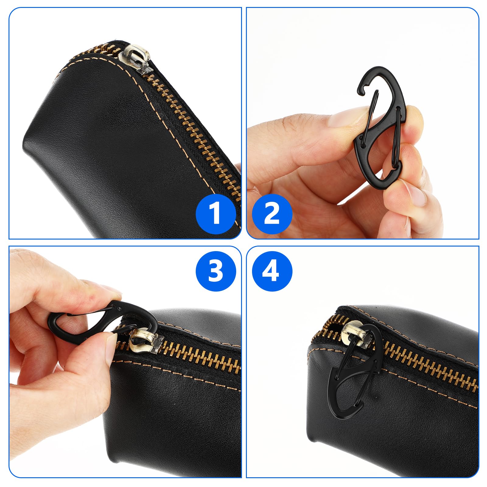 Mousquetons Antivol Pour Fermeture éclair - Lot De 20 (4 Couleurs) | Mini Fermoirs En S, Double Ouverture | Pour Sacs, Valises, Sac à Dos