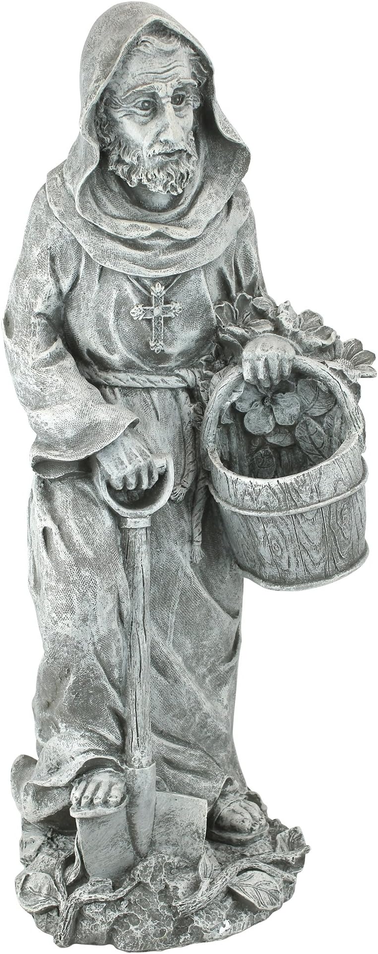 Design Toscano Fiacre Gardener's Patron Religious Garden Statue, Large Size, 9 inches wide, 22 inches tall, Cast Stone Resin, Gray Stone Finish