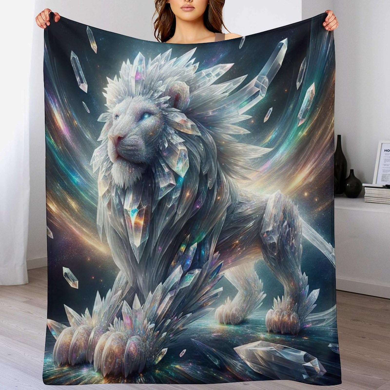 Couverture lion en polaire flannel 130x150 cm pour canapé