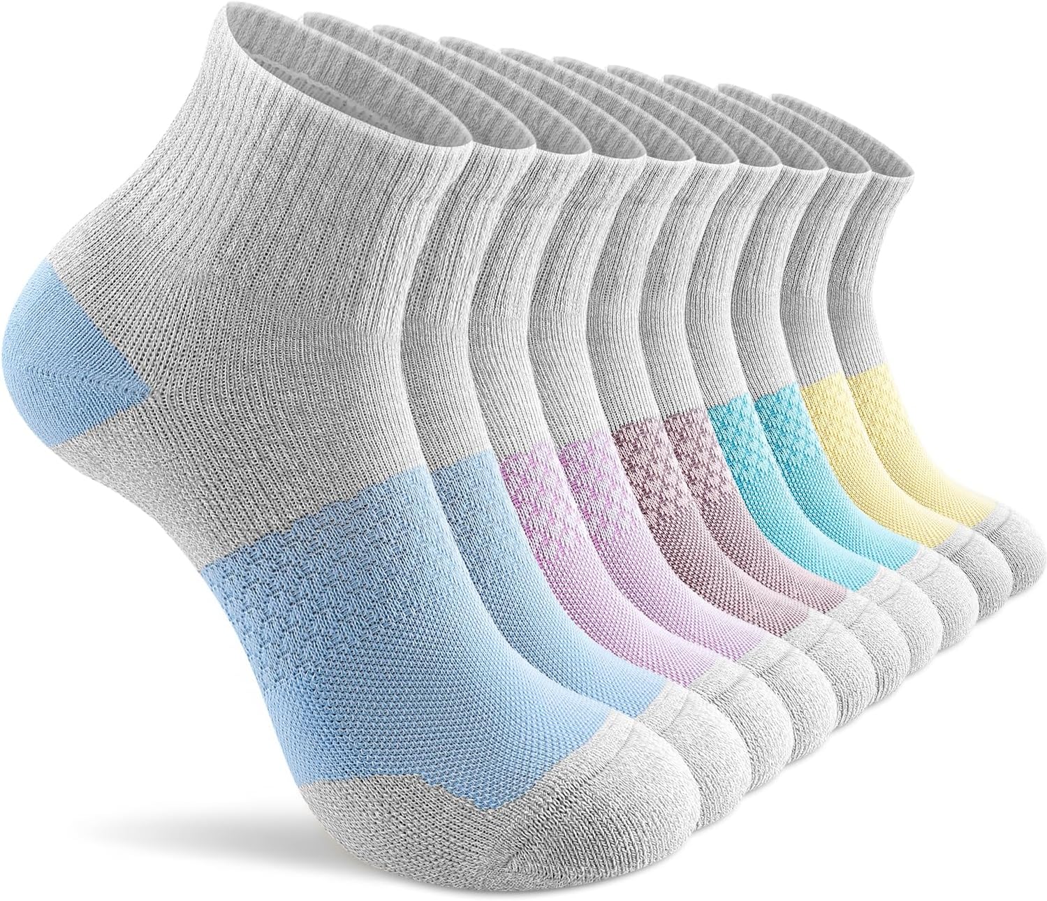 CS CELERSPORT 5 Pairs Women's Ankle Socks Running Athletic Sport Socks with Cushion