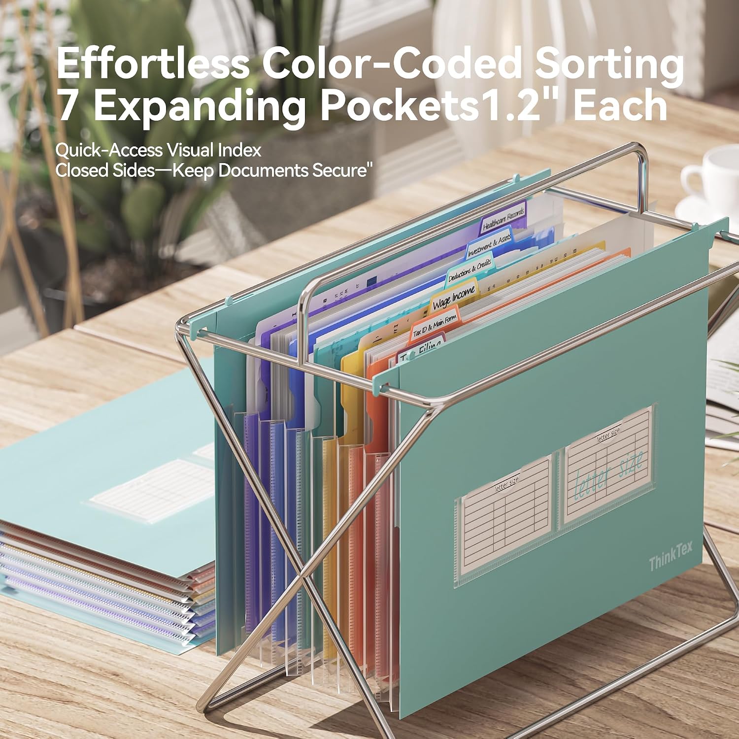 ThinkTex Plastic Expanding Hanging File Folders, 7 * 1.2" Accordion Pockets image 4
