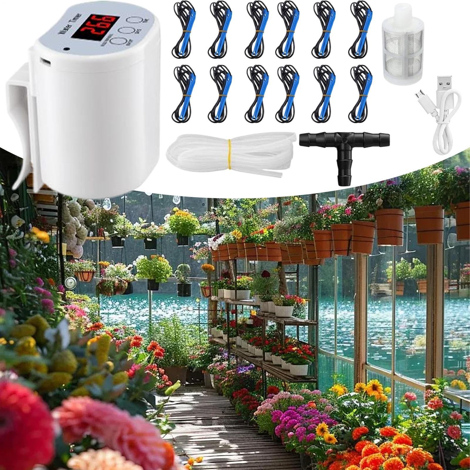 Irrigatore Automatico Piante Attrezzatura di Irrigazione Intelligente per | Autoirrigante per Piante in Vaso per balcone cortile viaggio vacanza giardino serra ufficio casa soggiorno