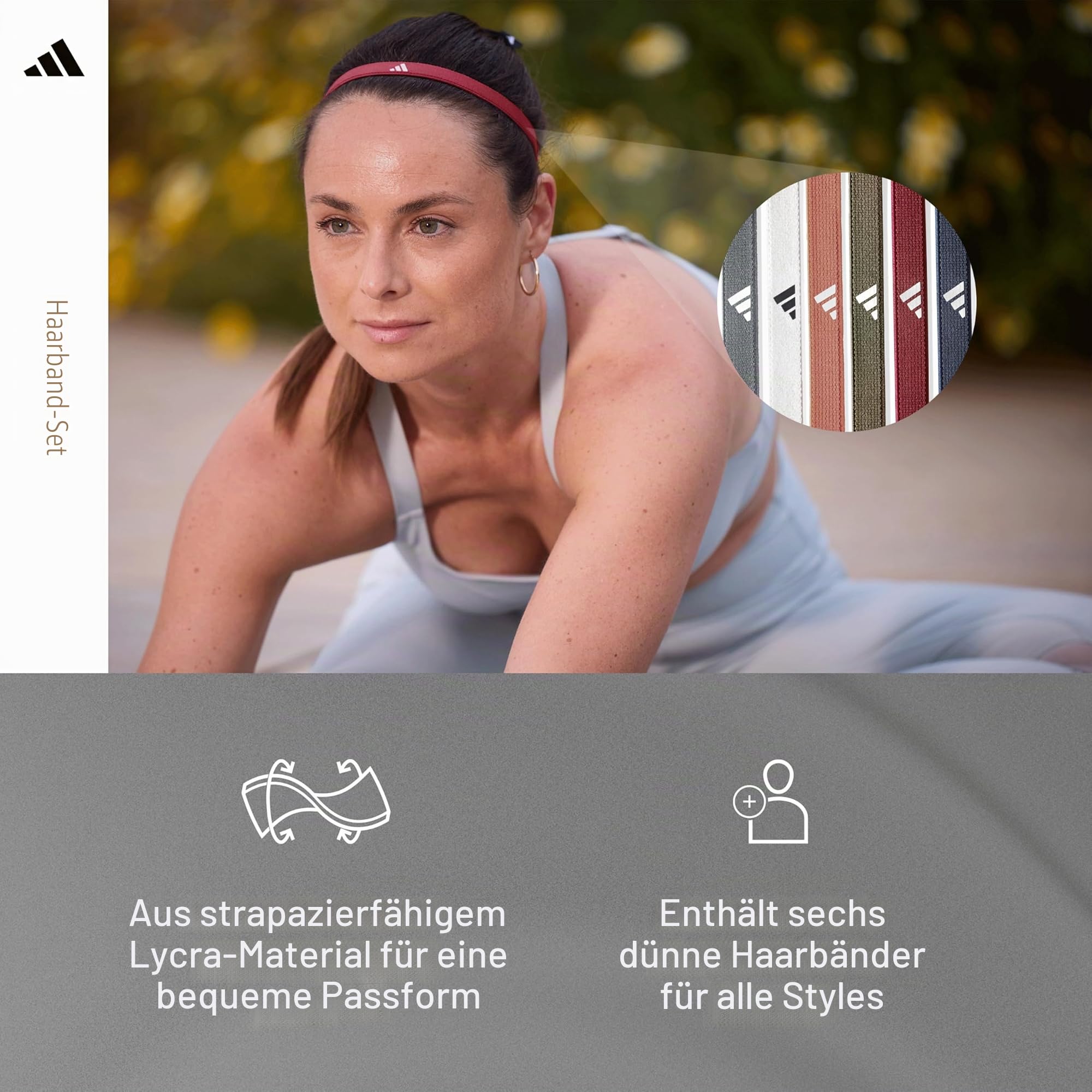 adidas Haarbänder - Grau, Weiß, Ton, Olivgrün, Rot, Marineblau