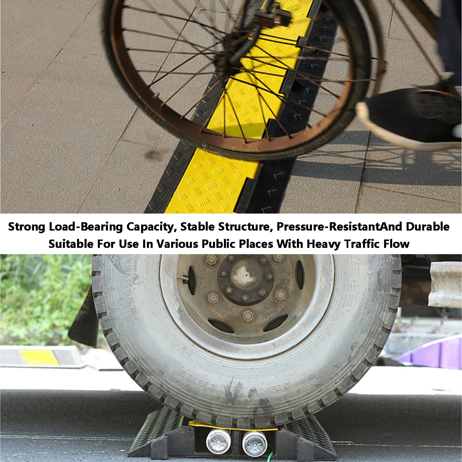 Heavy Duty Speed Bumps per vialetto, parcheggio, strada, protezione cavi in gomma, 100 x 35 x 6,5 cm