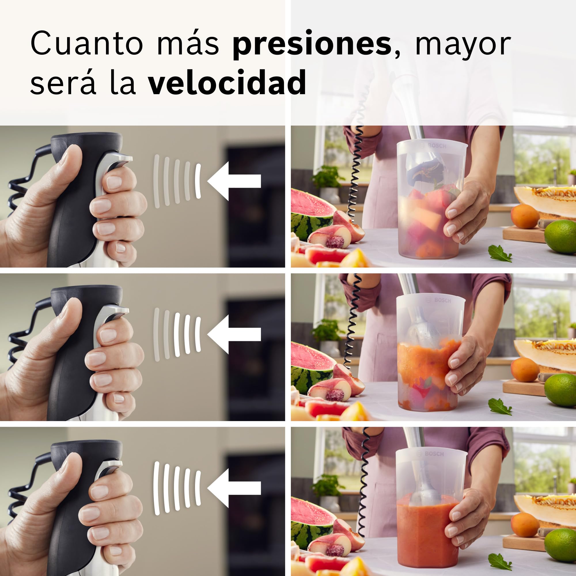 Bosch - Batidora de mano, serie ErgoMaster 8, motor de 1500 vatios, ajuste intuitivo de la velocidad, cuchilla de 6 hojas, accesorios incluidos, acero inoxidable, MSM8M934