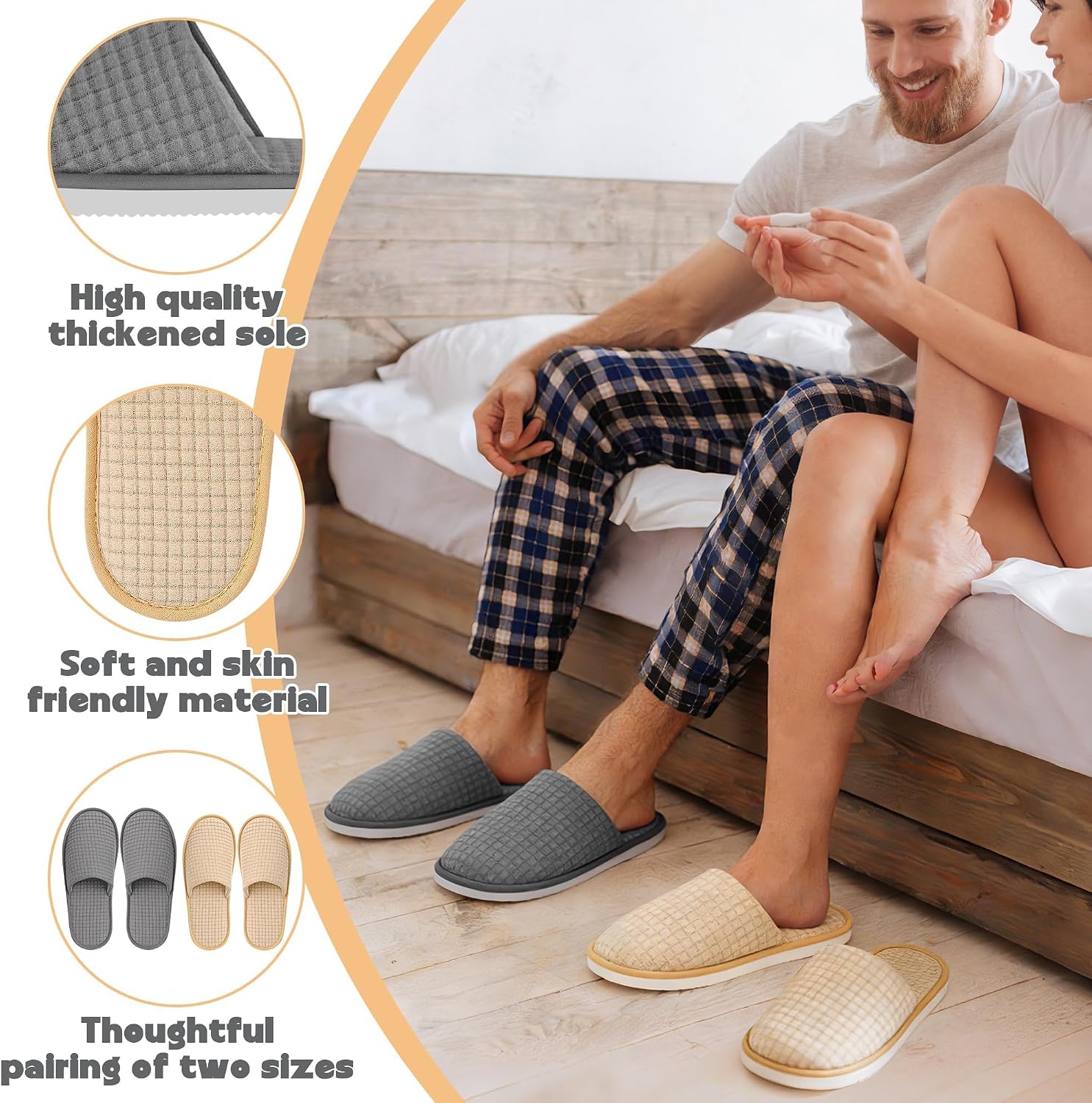 6-12 Pairs Washable Disposable Slippers Bulk - Travel Spa Guest Slippers for Home & Hotel, Soft Coral Velvet, Non-Slip Sole, 8.27" Length