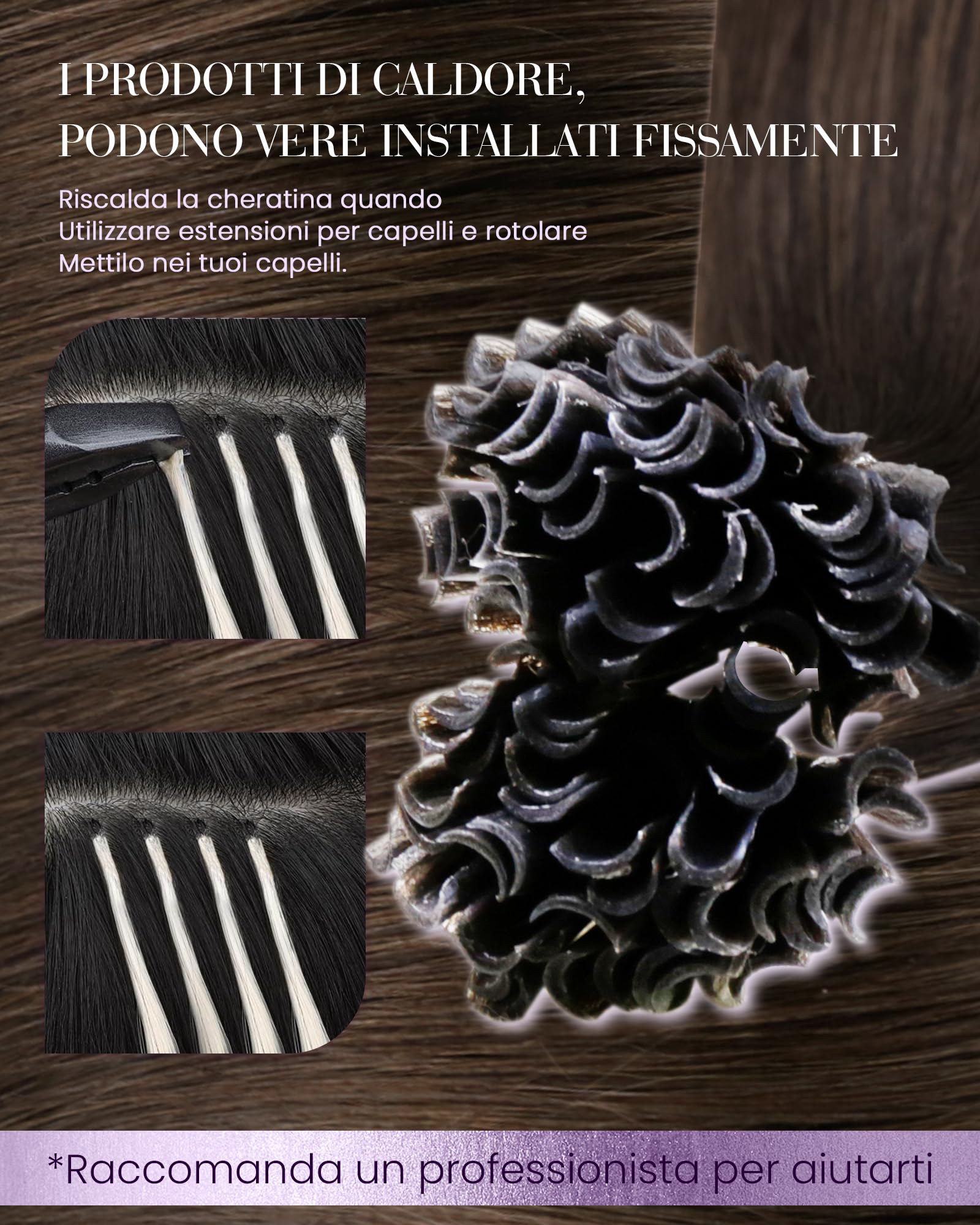 Totale 90g Extension Capelli Veri Cheratina con Extension Capelli Veri Tessitura Geniale Weft Marrone con Balayage 40cm