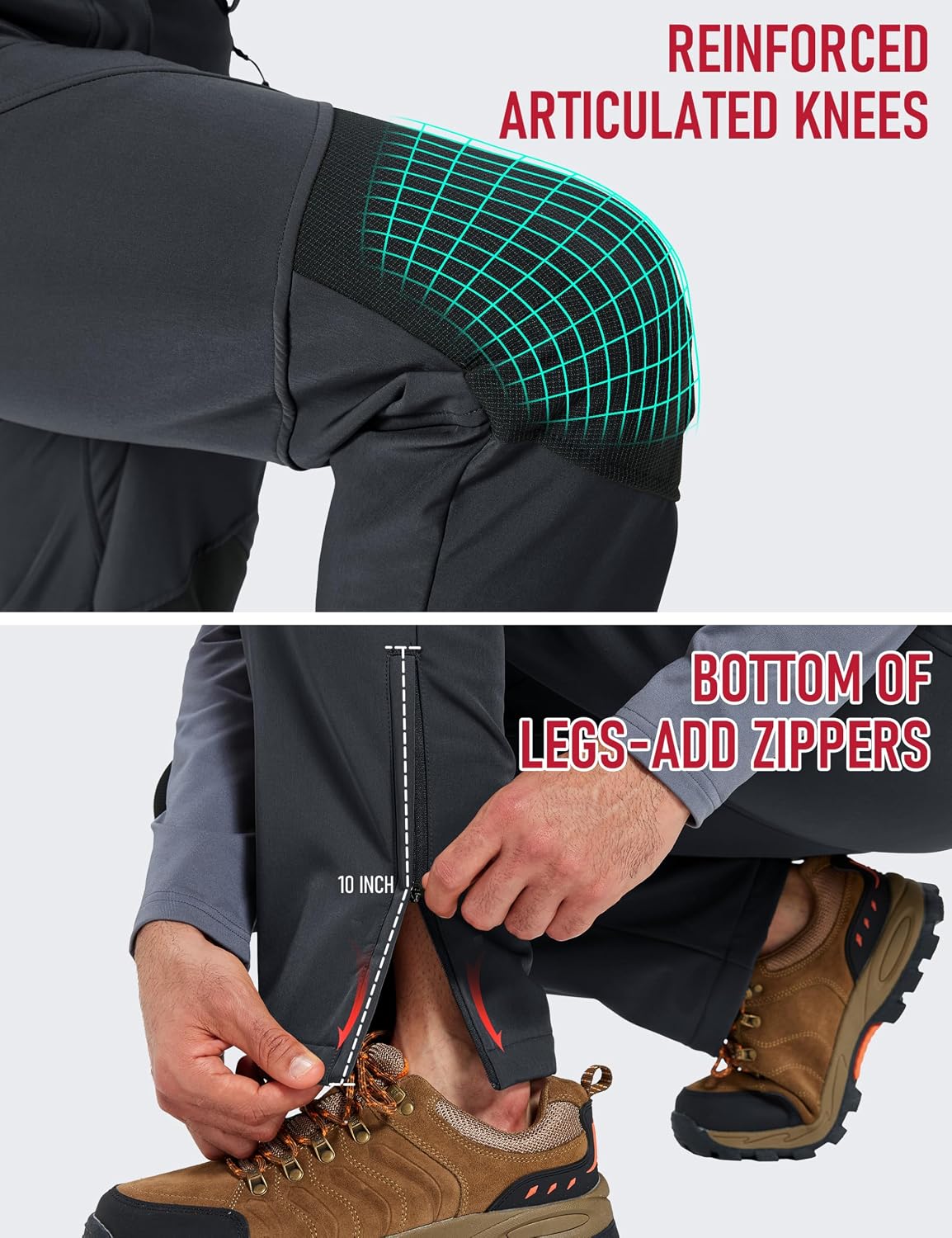 MAGCOMSEN Men's Snow Ski Waterproof Pants Winter Fleece Lined Insulated Work Outdoor Hiking Snowboard Pants 4 Pockets