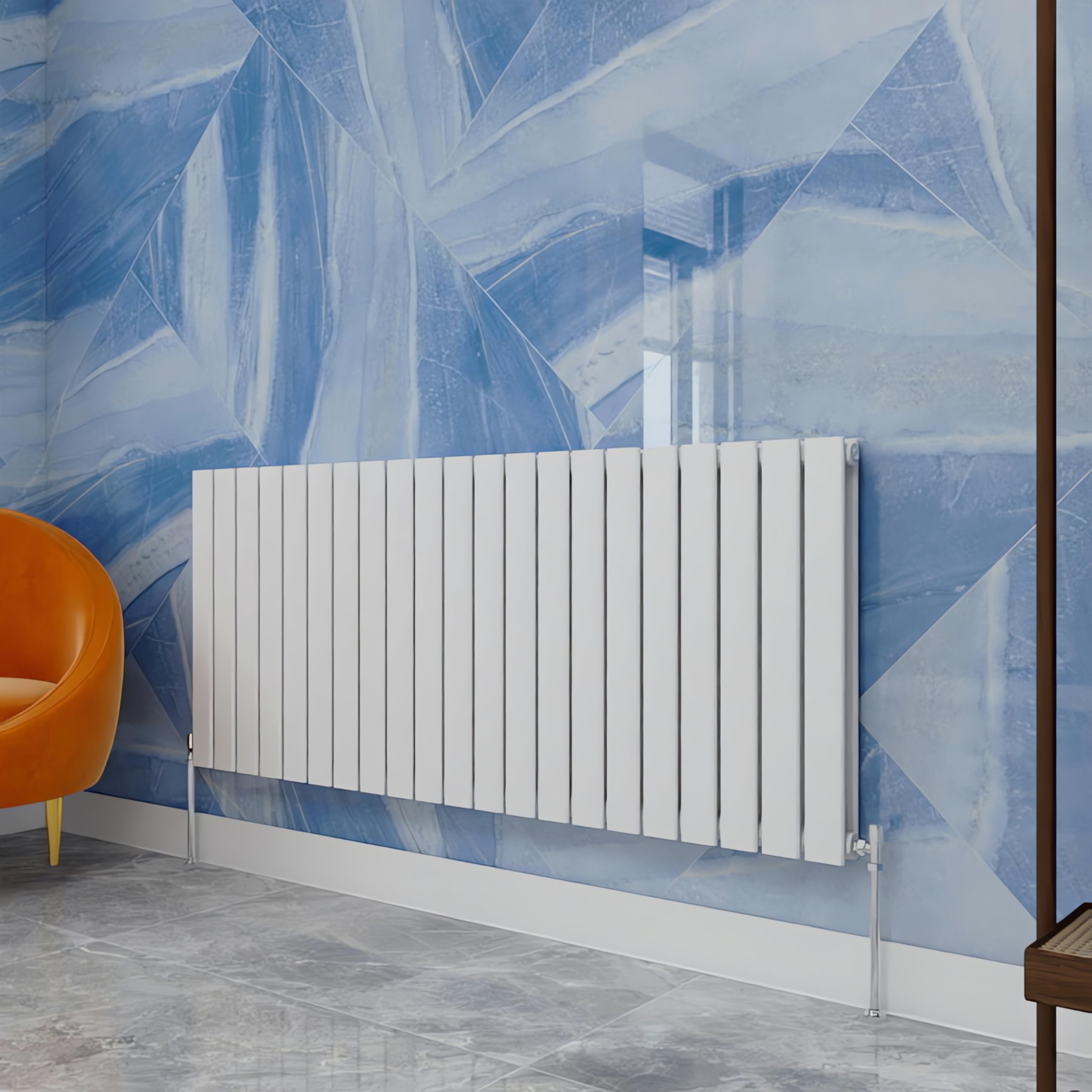 Simple Bathrooms White Central Heating Radiator,600X1428mm Horizontal Flat Double Panel Column Energy-Efficient For Morden Multi-Scene