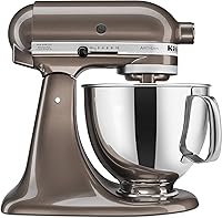 Vista 49 de KitchenAid Artisan Series KSM150PS - Batidora de pie con cabezal inclinable de 5 cuartos de galón con escudo de vertido, rosa pluma rosado