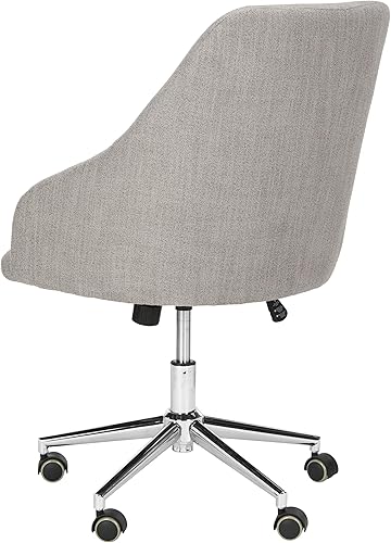 Miniatura 5 de Safavieh Home Adrienne Silla de oficina giratoria copetuda de lino gris y patas cromadas Gris/cromo,Azul marino/cromado