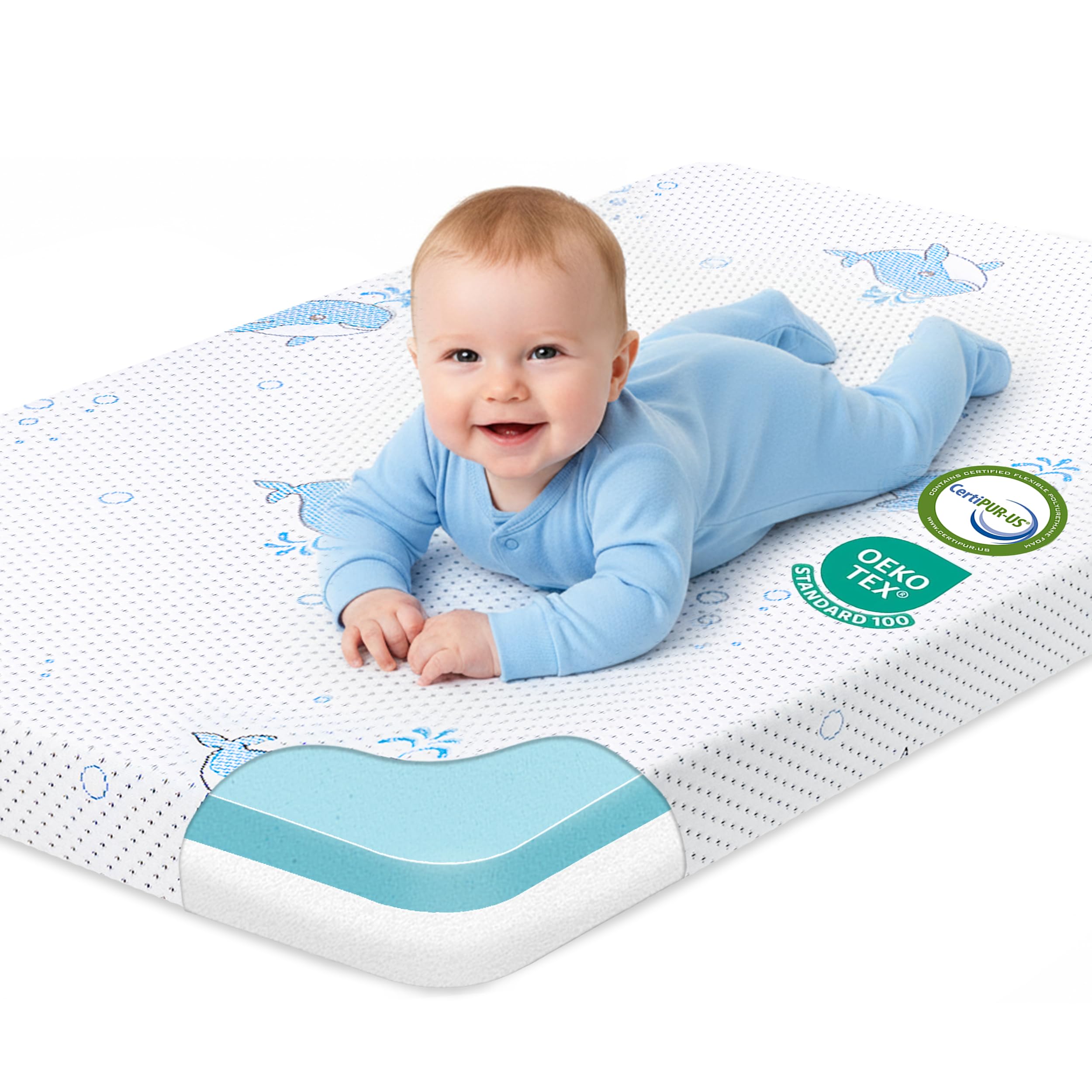 Pack and Play Mattress, 38"x26"x3" Soft &amp; Firm Memory Foam Pack N Play Mattresses, 3 Inch Thick Memory Foam Mattress for Pack and Play with Removable Cover