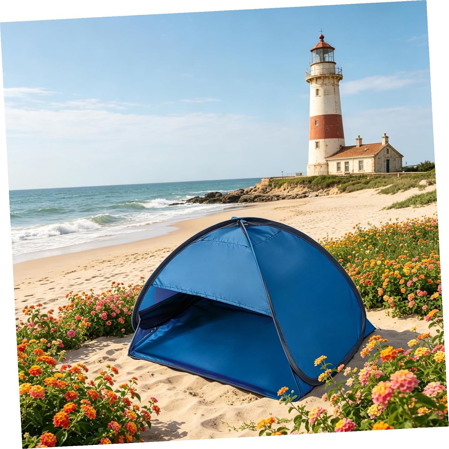 Healifty Automatic Pop Up Beach Canopy Tent Portable Sun Shelter for Camping Fishing Hiking Outdoor Protection Lightweight Sunshade with Easy Setup in Sapphire Blue