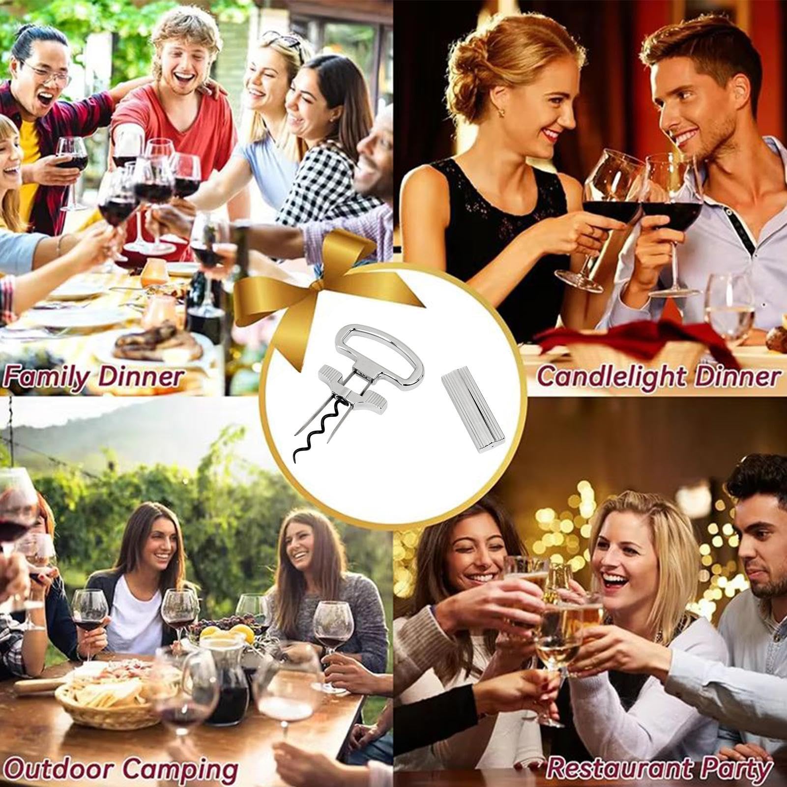 Ah-So Tire-bouchon à 2 dents pour vins cassants et mûrs - Ouvre-languette en de zinc - Tire-bouchon professionnel pour serveur sans dommage - Argenté