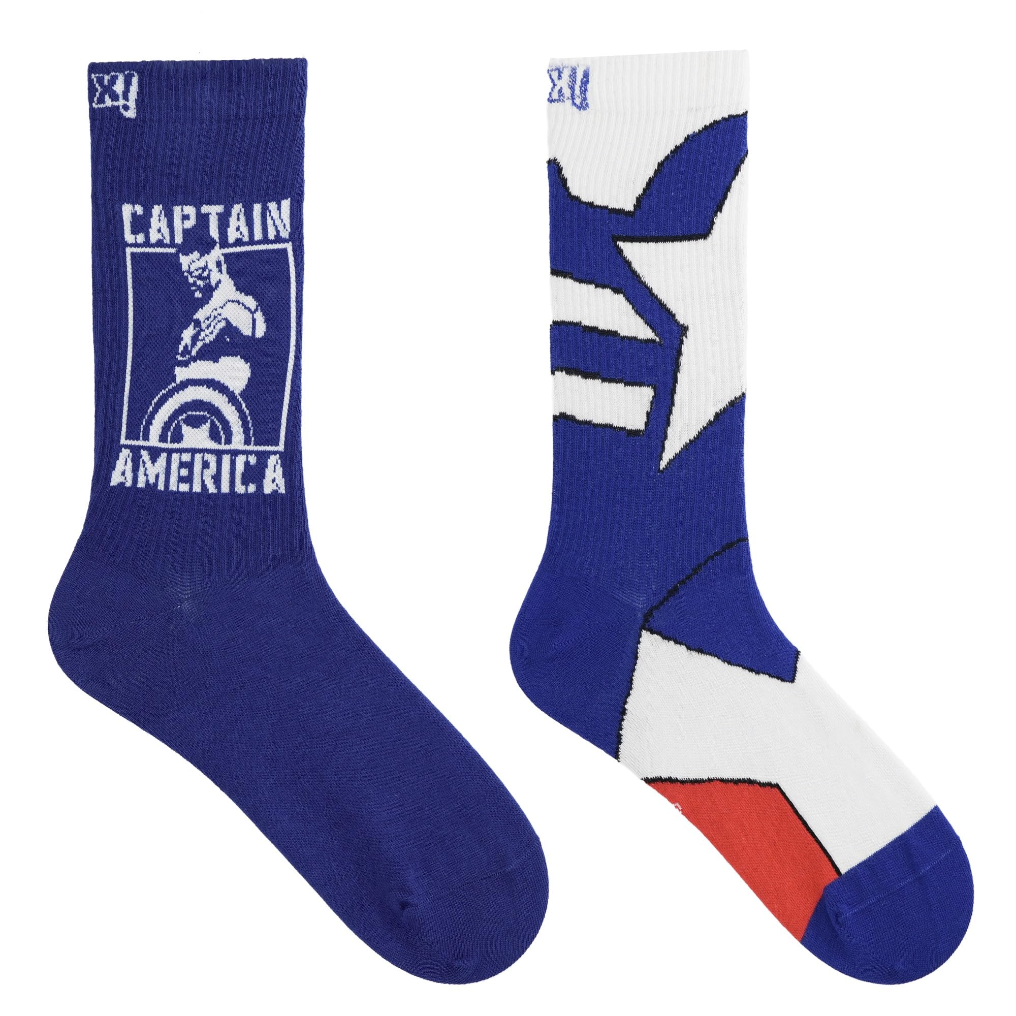 socksxpress Marvel Captain America Men's Crew Socks - Comfortable | Stylish | Navy Blue, White | Pack of 2-picture-20