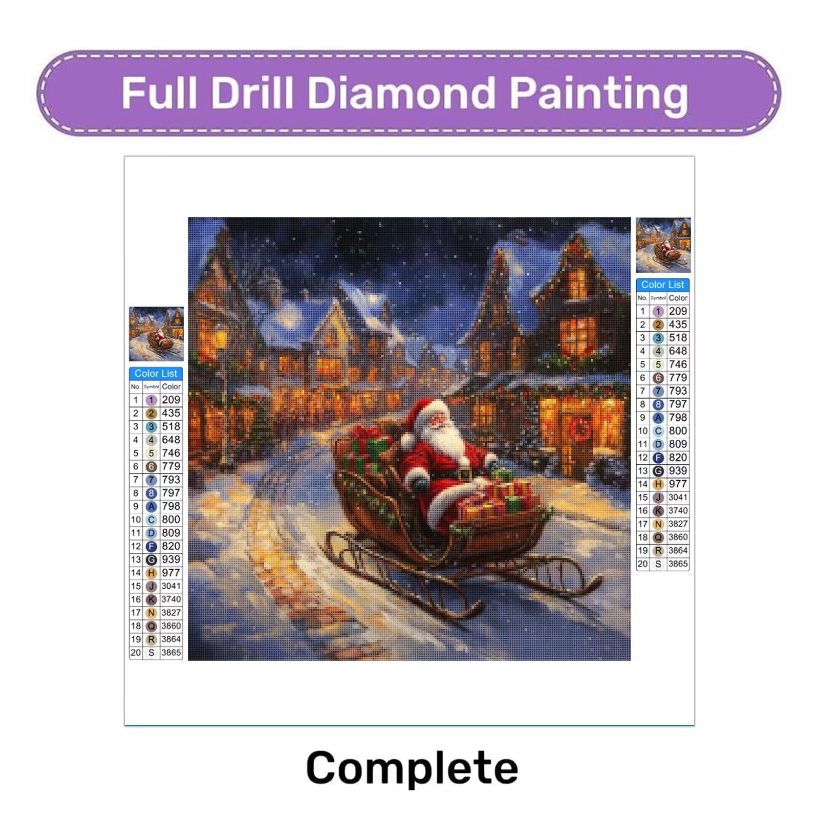 Diamentowa sztuka na Boże Narodzenie, 5D DIY Street Diamond Painting Mozaika Zestawy dla dorosłych początkujących, pełne kwadratowe wiertło, klejnot, kryształ, cekiny, sztuka do dekoracji ścian domu