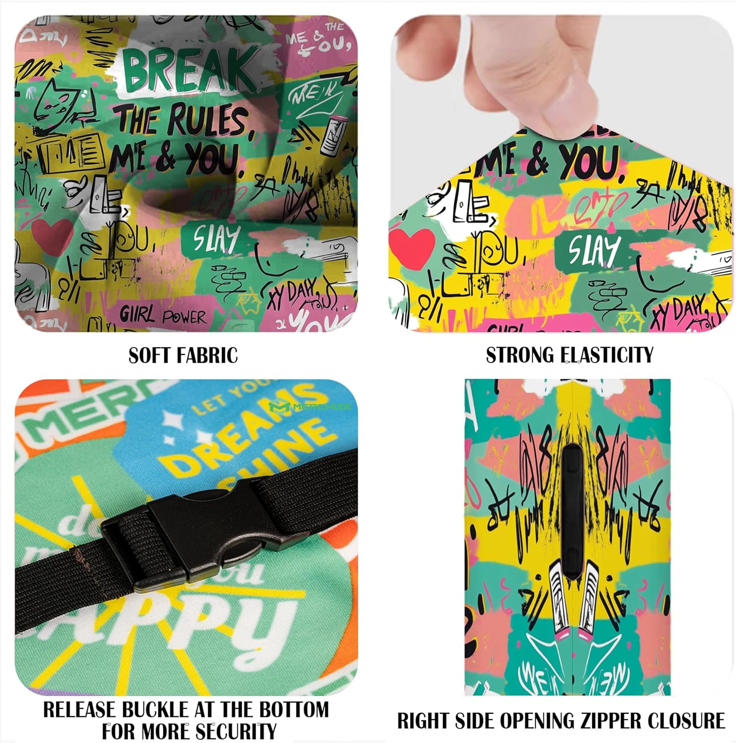 V-DECORPARKS Racoon's Face Luggage Cover - Animals Protective Suitcase Covers for Luggage 18-30 Inch, Travel Luggage Protector Anti-Scratch Dirt Cover for Checked Suitcase Series 6 Size L