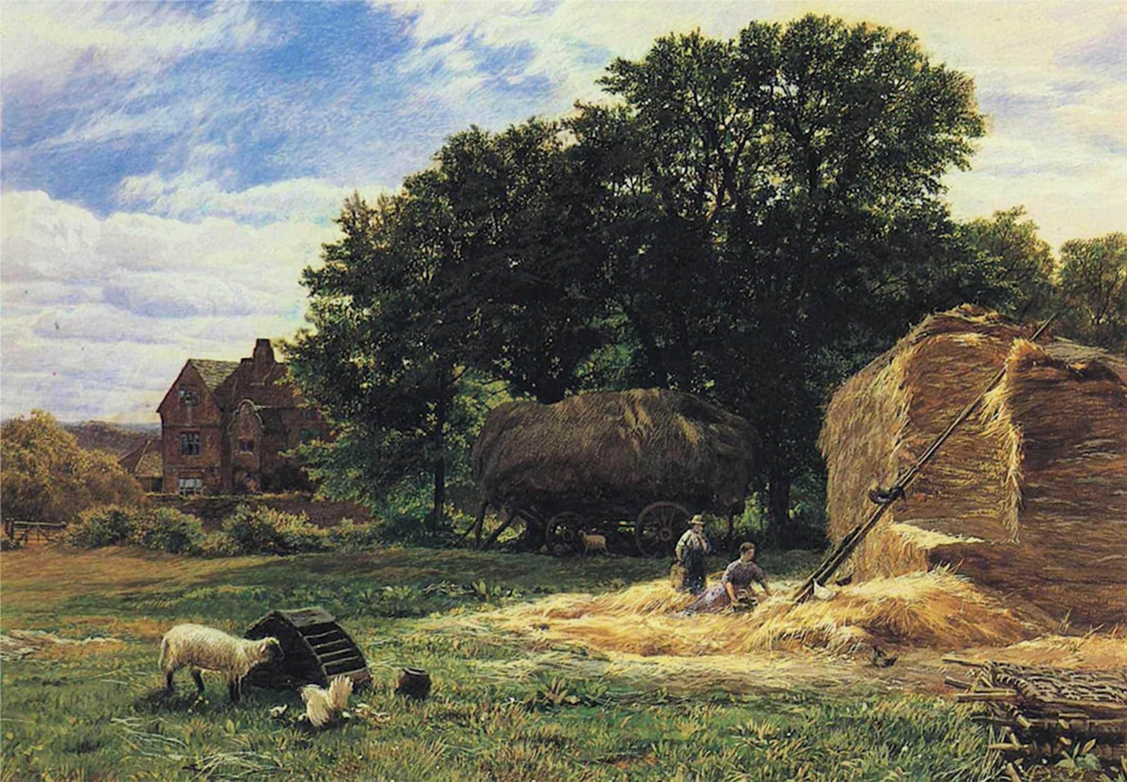 ARTXLXXBN Famous Painting Canvas Artwork Graffiti Print the Hayrick by George Vicat Cole Portrait Canvas Image for Home Decor 60x90cm