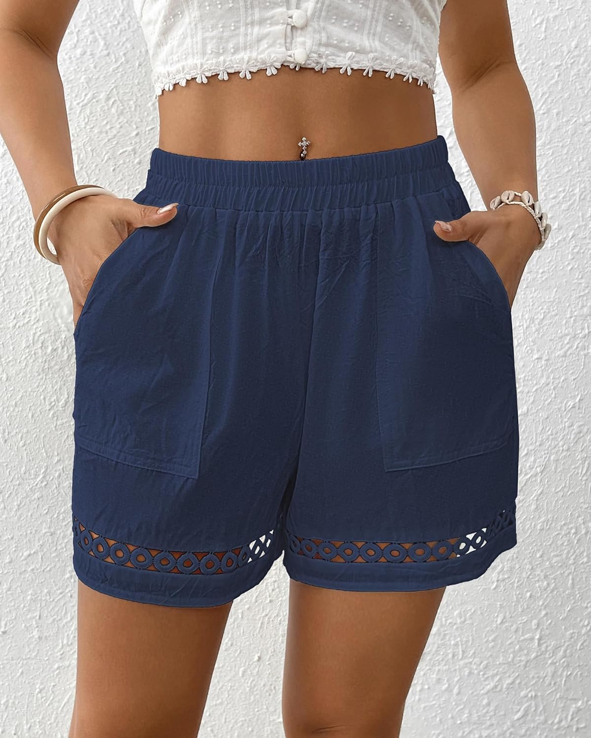 Bsubseach Womens Shorts for Women Casual Elastic Waisted 2026 Cotton Trendy Comfy Summer Shorts with Pockets - Image 2