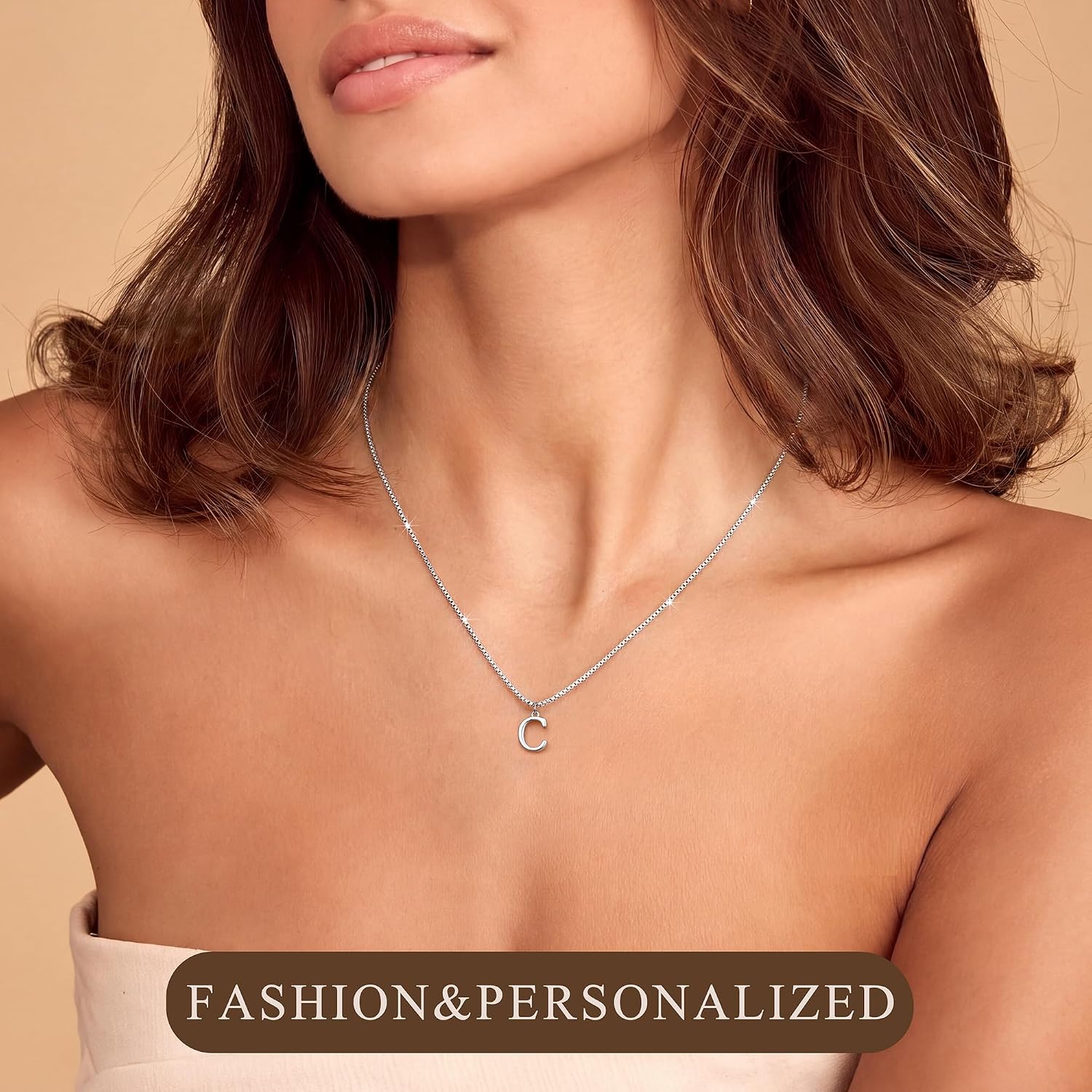 Initial Necklace for Women Girls Letter A-Z Pendant Gold/Silver image 4