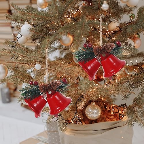 Miniatura 5 de LUOZZY 6pcs Decoración Del Árbol De Navidad Campanas De Metal Colgantes Campanas De Árbol De Navidad Adornos Colgantes De Fiesta De Navidad
